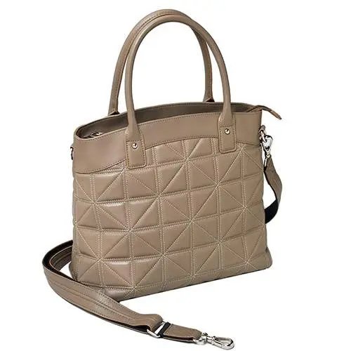 Taupe Quilted Cowhide Town Tote 1