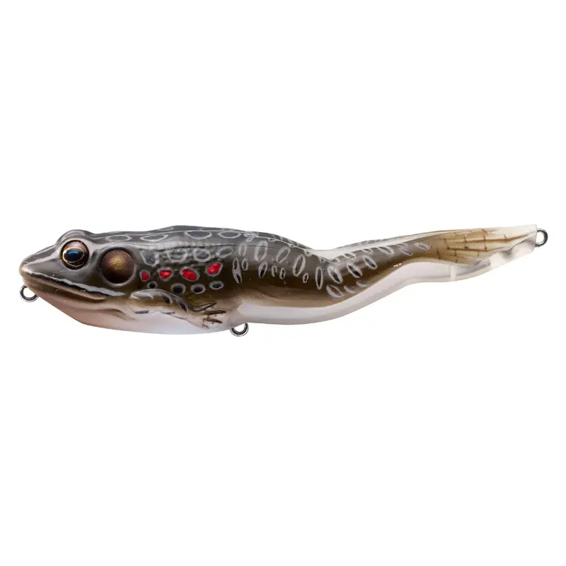 Topwater Frog Walking Bait – 4 5/8-Inch Freshwater Lure With #2 Hook, Brown-Black Coloration 1