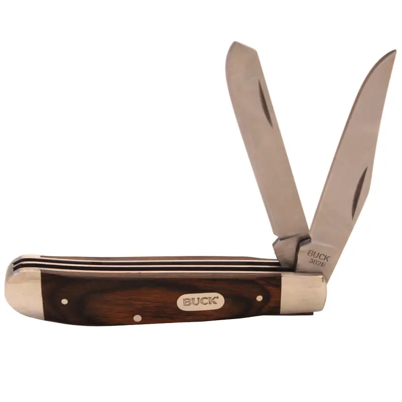 Trapper Pocket Knife – 3.5" Clip & Spey Blades, Wood Grain Handle, Boxed 1