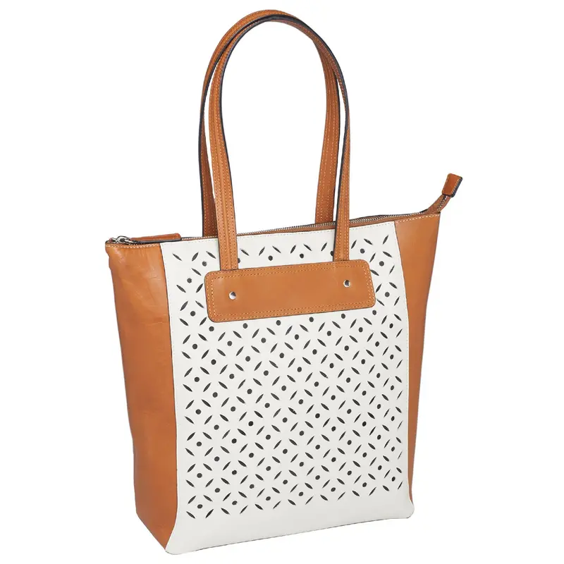 Two-Tone Cut-Out Cowhide Shopper Bag 1