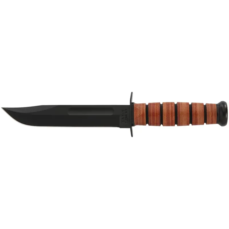 U.S. Military-Style Fighting Utility Knife – Usmc Design, Straight Edge, Brown Leather Sheath 1