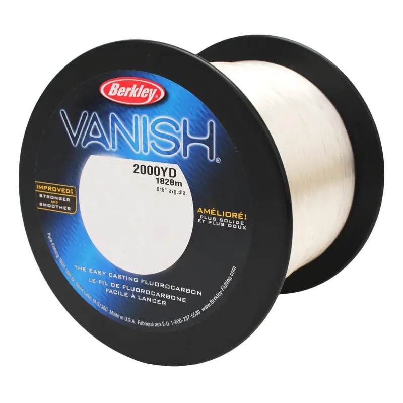 Vanish Fluorocarbon Fishing Line – 2000-Yard Spool, 0.022" / 40-Lb Test, Clear 1