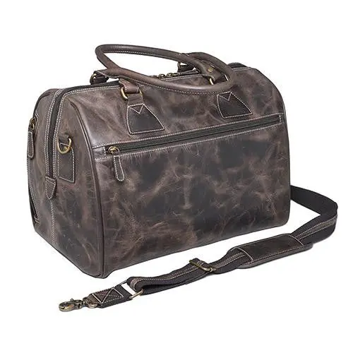 Vintage Brown Distressed Buffalo Leather 15-Inch Duffle Bag 1