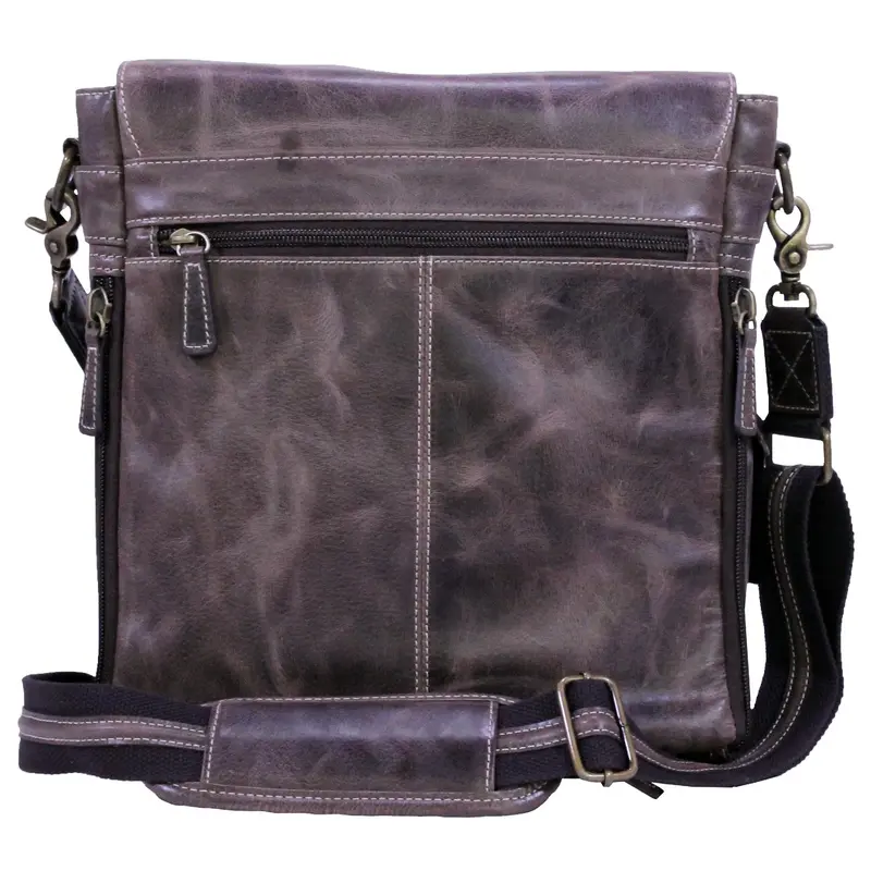Vintage Brown Distressed Buffalo Leather Vertical Messenger Bag 1