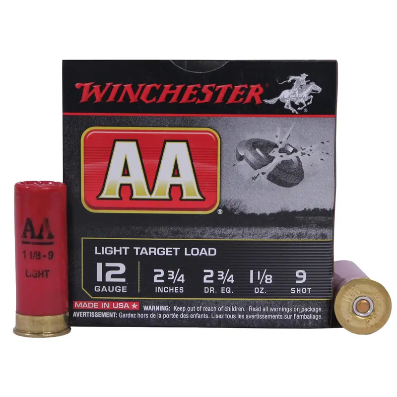 Winchester Aa Light Target 12-Gauge – 2¾", 1⅛ Oz #9 Lead Shot (25-Pack) 1