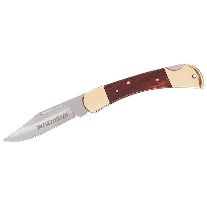 Winchester Brass Folder Knife – 3.5-Inch Blade With Protective Sheath 1