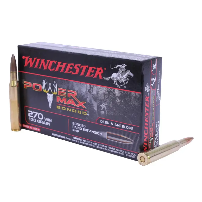 Winchester Power Max Bonded .270 Winchester Ammo – 130-Grain Protected Hollow Point, Box Of 20 1