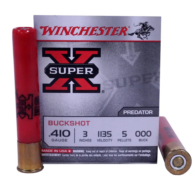 Winchester Super-X 410 Gauge Shotshells – 3" #000 Buck, 5-Pack 1