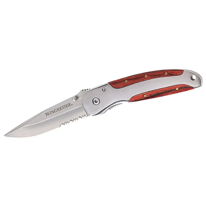 Winchester Wood Folder Knife – 3-Inch Serrated Blade, Compact Design 1