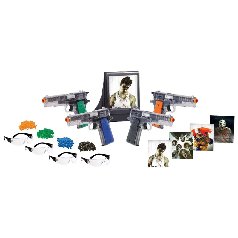 Zombie-Themed Fun Kit: 4 Bb Pistols, Safety Goggles, Ammunition & Targets 1